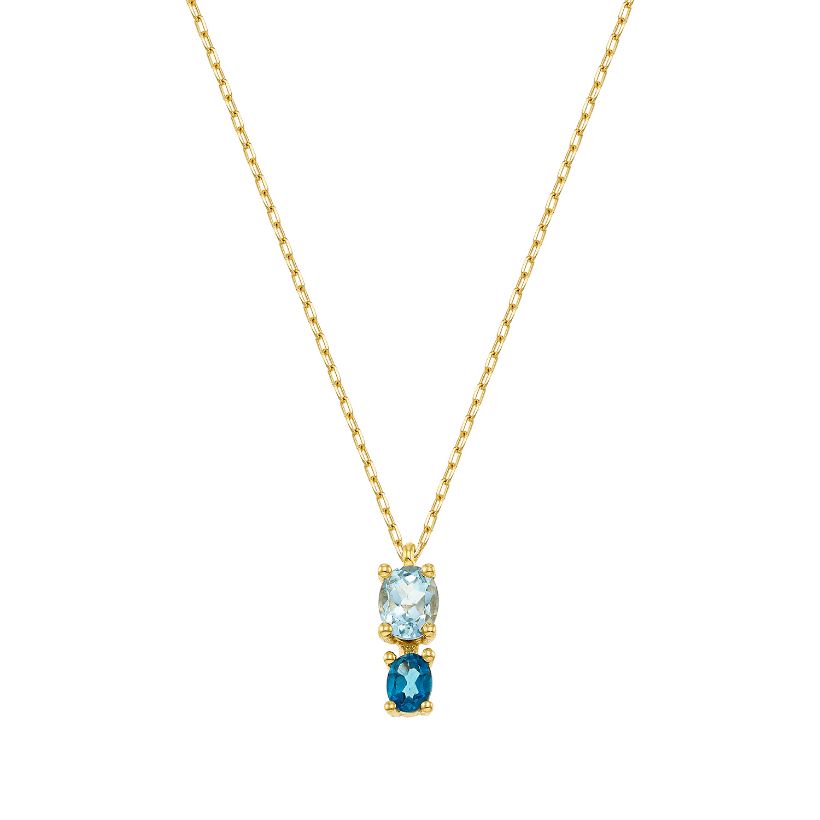 Κολιέ Secret Garden από χρυσό 14K με London blue topaz και blue topaz