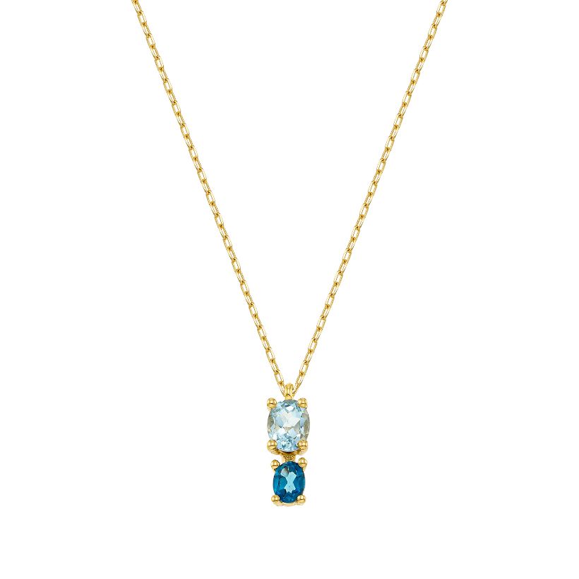 Κολιέ Secret Garden από χρυσό 14K με London blue topaz και blue topaz