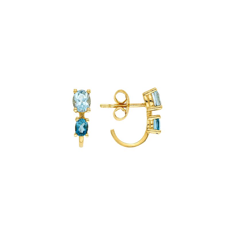 Σκουλαρίκια Secret Garden από χρυσό 14K με London blue topaz και blue topaz