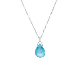 Μενταγιόν Mini Drops από λευκό χρυσό 18Κ με blue topaz