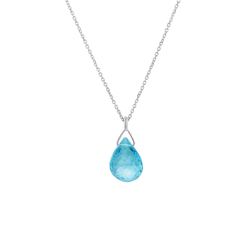 Μενταγιόν Mini Drops από λευκό χρυσό 18Κ με blue topaz