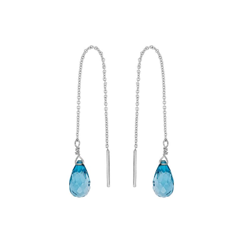 Σκουλαρίκια Mini Drops από λευκό χρυσό 18K με blue topaz