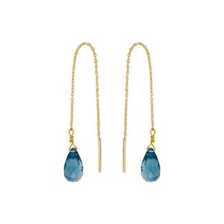 Σκουλαρίκια Mini Drops από χρυσό 18Κ με London blue topaz