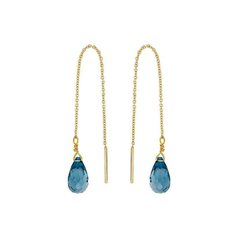 Σκουλαρίκια Mini Drops από χρυσό 18Κ με London blue topaz
