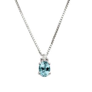 	Κολιέ Gems από λευκό χρυσό 18K με ακουαμαρίνα με και διαμάντια μπριγιάν