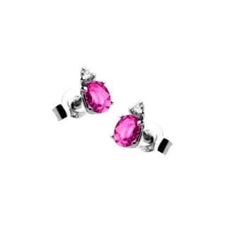 Σκουλαρίκια Gems από λευκό χρυσό 18K με ροζ ζαφείρια και διαμάντια μπριγιάν
