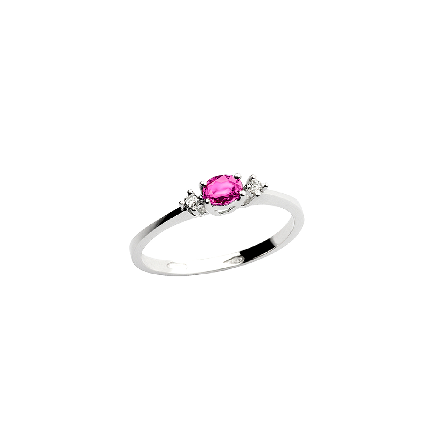 Δαχτυλίδι Gems από λευκό χρυσό 18K με ροζ ζαφείρι και διαμάντια μπριγιάν