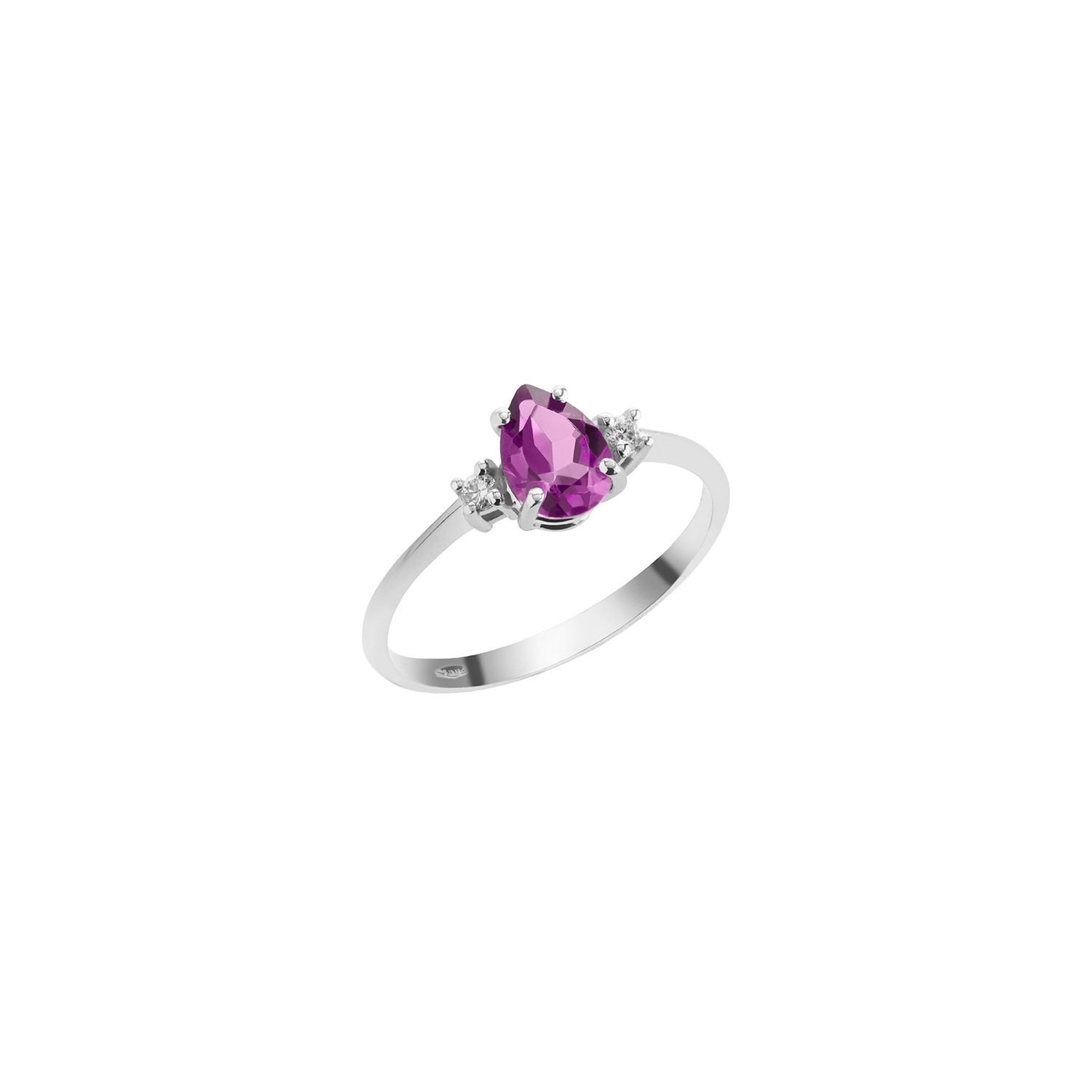 	Δαχτυλίδι Gems από λευκό χρυσό 18K με ροζ ζαφείρι και διαμάντια μπριγιάν