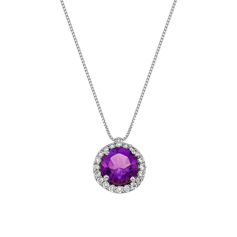 	Κολιέ Gems από χρυσό 18K με αμέθυστο και διαμάντια μπριγιά