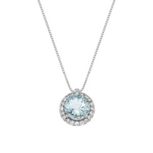 Κολιέ Gems από λευκό χρυσό 18K με ακουαμαρίνα και διαμάντια μπριγιάν