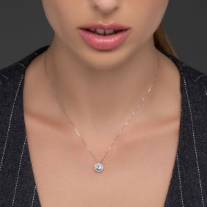 Κολιέ Gems από λευκό χρυσό 18K με ακουαμαρίνα και διαμάντια μπριγιάν
