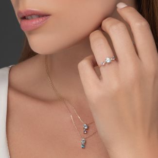 Δαχτυλίδι Secret Garden από χρυσό 14K με blue topaz και αμέθυστο