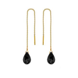 Σκουλαρίκια Mini Drops από χρυσό 18Κ με μαύρο σπινέλιο