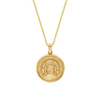  Μενταγιόν Horseshoe coin από χρυσό 18Κ με ζιργκόν