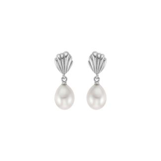 Σκουλαρίκια Pearls από επιροδιωμένο ασήμι 925° με freshwater pearls