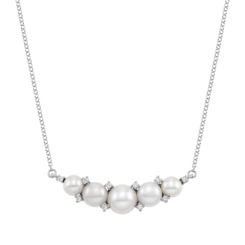 Κολιέ Pearls από επιροδιωμένο ασήμι 925° με freshwater pearls και ζιργκόν