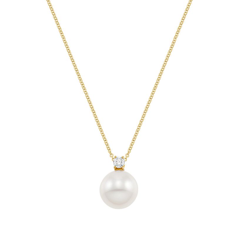 Μενταγιόν Pearls από χρυσό 18K με freshwater pearls με διαμάντι μπριγιάν