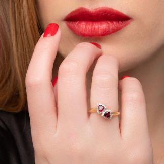 Δαχτυλίδι Secret Garden από χρυσό 18K με ροδολίτη και διαμάντια μπριγιάν