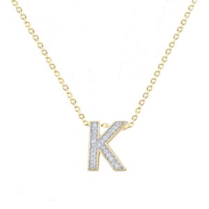 	Μενταγιόν Alphabet γράμμα ''Κ'' από χρυσό 14Κ με διαμάντια μπριγιάν