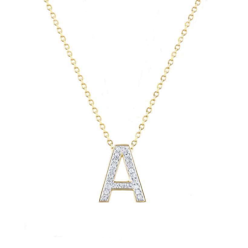 	Μενταγιόν Alphabet γράμμα ''Α'' από χρυσό 14Κ με διαμάντια μπριγιάν
