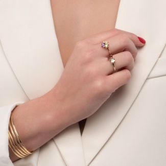 Δαχτυλίδι Secret Garden από χρυσό 14K με περίδοτο, σιτρίν, αμέθυστο και διαμάντια μπριγιάν 
