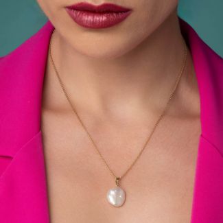 Κολιέ Pearls από επιχρυσωμένο ασήμι 925° με μαργαριτάρι μπαρόκ