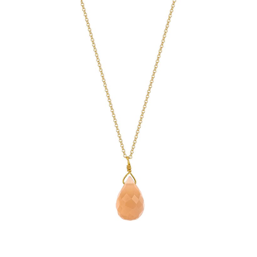 Μενταγιόν Mini Drops από χρυσό 18Κ με peach moonstone