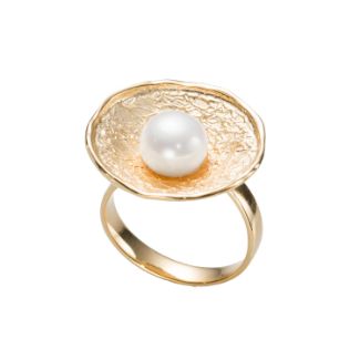 Δαχτυλίδι Terra από επιχρυσωμένο ασήμι 925° με freshwater pearl