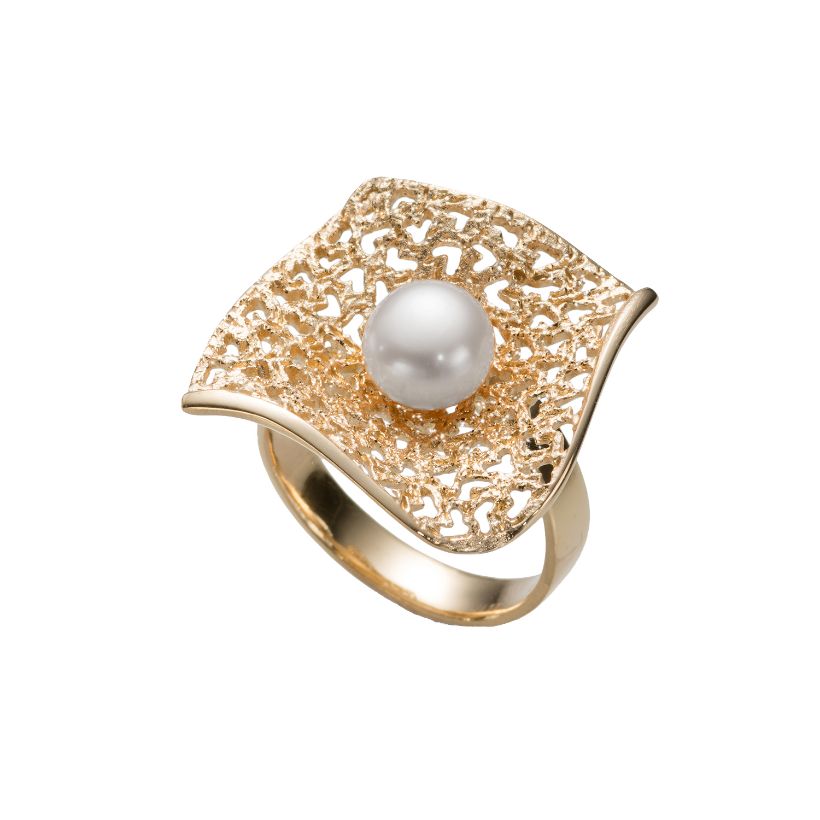 Δαχτυλίδι Terra από επιχρυσωμένο ασήμι 925° με freshwater pearl