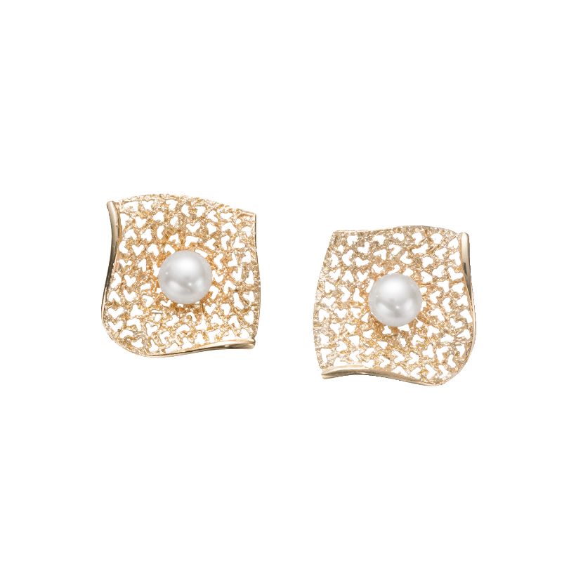 Σκουλαρίκια Terra από επιχρυσωμένο ασήμι 925° με freshwater pearls