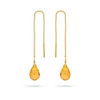 Σκουλαρίκια Mini Drops από χρυσό 18Κ με σιτρίν