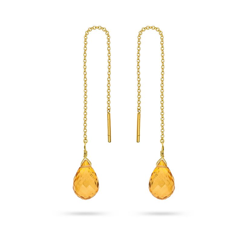 Σκουλαρίκια Mini Drops από χρυσό 18Κ με σιτρίν