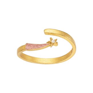 Παιδικό δαχτυλίδι Αστεράκι από επιχρυσωμένο ασήμι 925° με ροζ σμάλτο και ζιργκόν