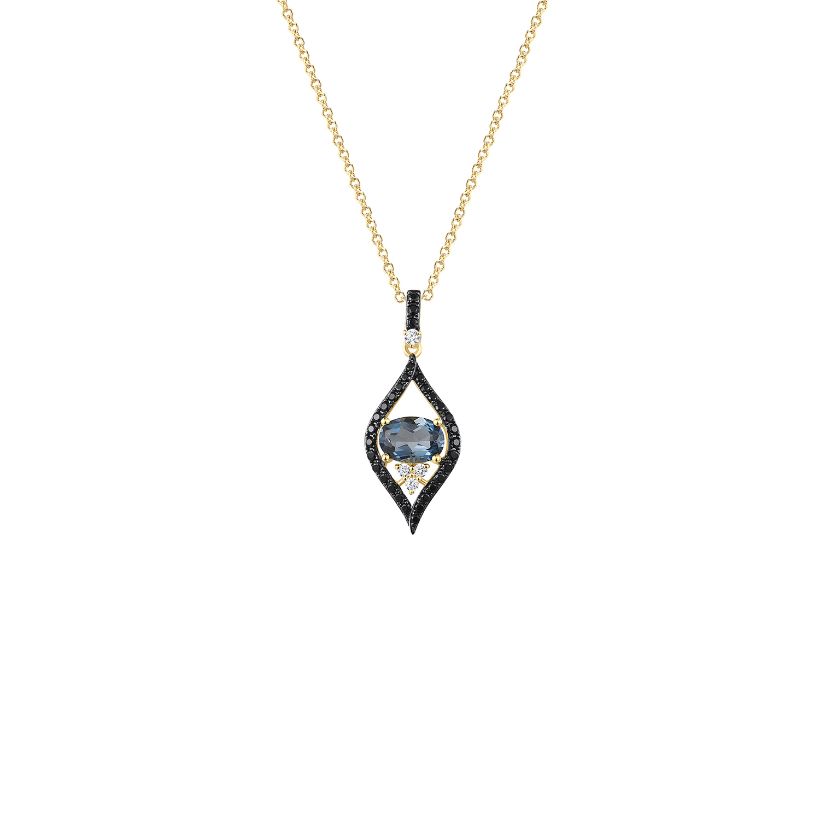 Μενταγιόν i από χρυσό 18K με London blue topaz και διαμάντια μπριγιάν