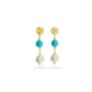 Σκουλαρίκια Amalfi από επιχρυσωμένο ασήμι 925° με freshwater pearl και τυρκουάζ