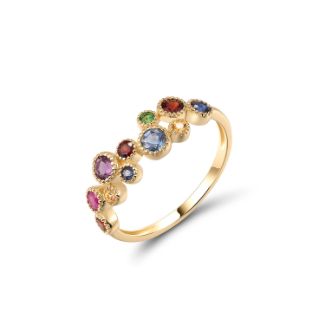 Δαχτυλίδι Secret Garden από χρυσό 14K με πολύχρωμες πολύτιμες πέτρες