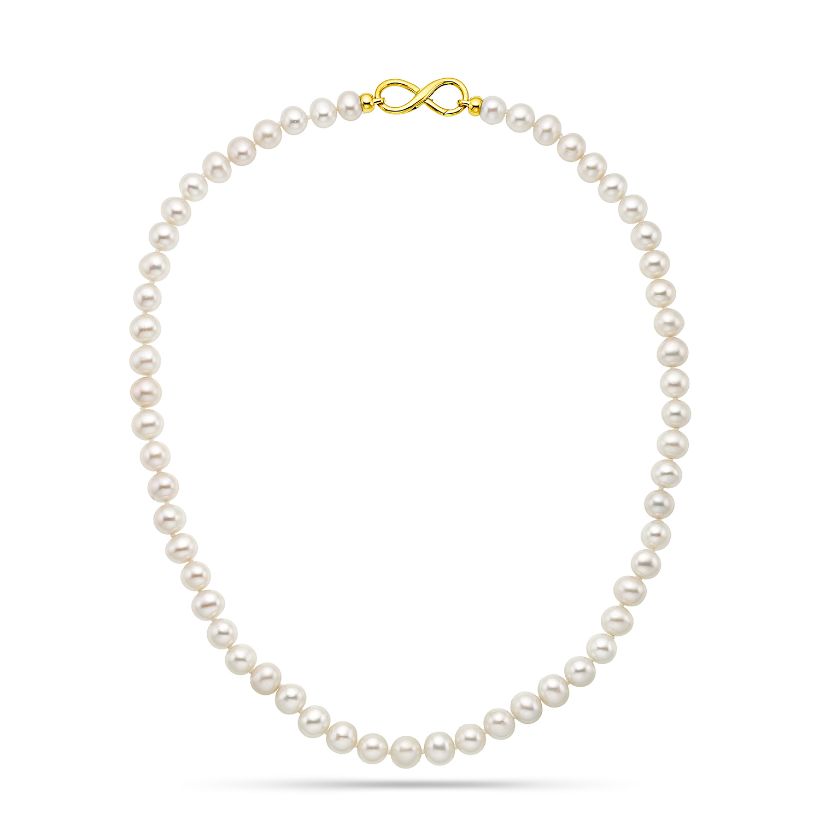 Κολιέ Pearls από χρυσό 9K με freshwater pearls με κούμπωμα το άπειρο