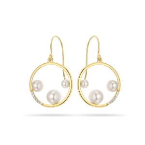 Σκουλαρίκια Pearls από χρυσό 14K με freshwater pearls και διαμάντια μπριγιάν