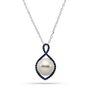 Κολιέ Pearls από επιροδιωμένο ασήμι 925° με freshwater pearl και μαύρο σπινέλιο