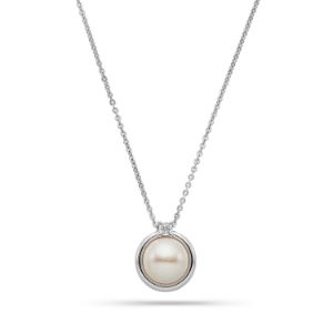 Κολιέ Pearls από επιροδιωμένο ασήμι 925° με freshwater pearl και ζιργκόν