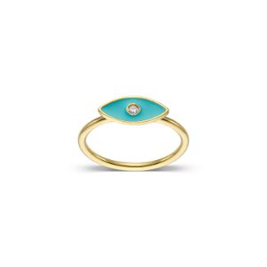 Δαχτυλίδι i Collection από χρυσό 18K με γαλάζιο σμάλτο