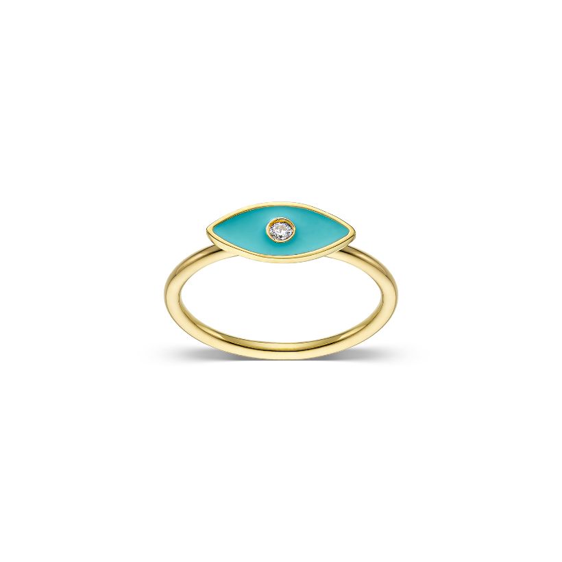 Δαχτυλίδι i Collection από χρυσό 18K με γαλάζιο σμάλτο