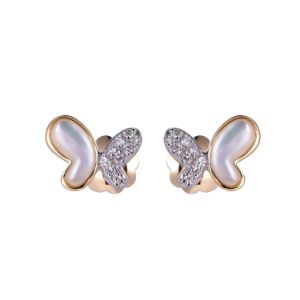 Σκουλαρίκια Symbols Gold από χρυσό 14K με διαμάντια και φίλντισι