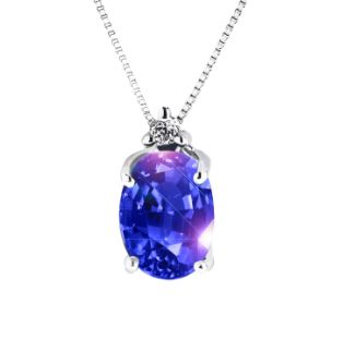 Κολιέ Gems από λευκό χρυσό 18K με τανζανίτη και διαμάντια μπριγιάν