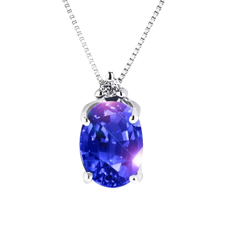Κολιέ Gems από λευκό χρυσό 18K με τανζανίτη και διαμάντια μπριγιάν