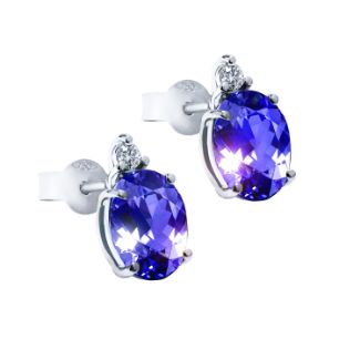 Σκουλαρίκια Gems από λευκό χρυσό 18K με τανζανίτη  και διαμάντια μπριγιάν