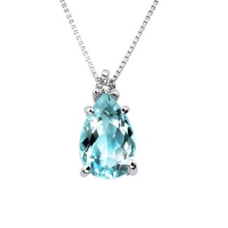 Κολιέ Gems από λευκό χρυσό 18K με ακουαμαρίνα και διαμάντια μπριγιάν