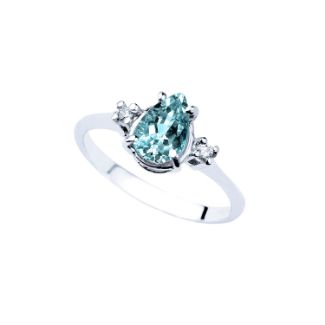 Δαχτυλίδι Gems από λευκό χρυσό 18K με ακουαμαρίνα  και διαμάντια μπριγιάν
