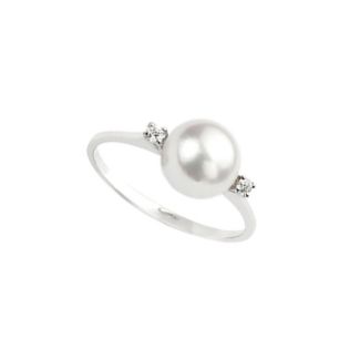 Δαχτυλίδι Pearls από λευκό χρυσό 18K με freshwater Akoya pearl και διαμάντια μπριγιάν