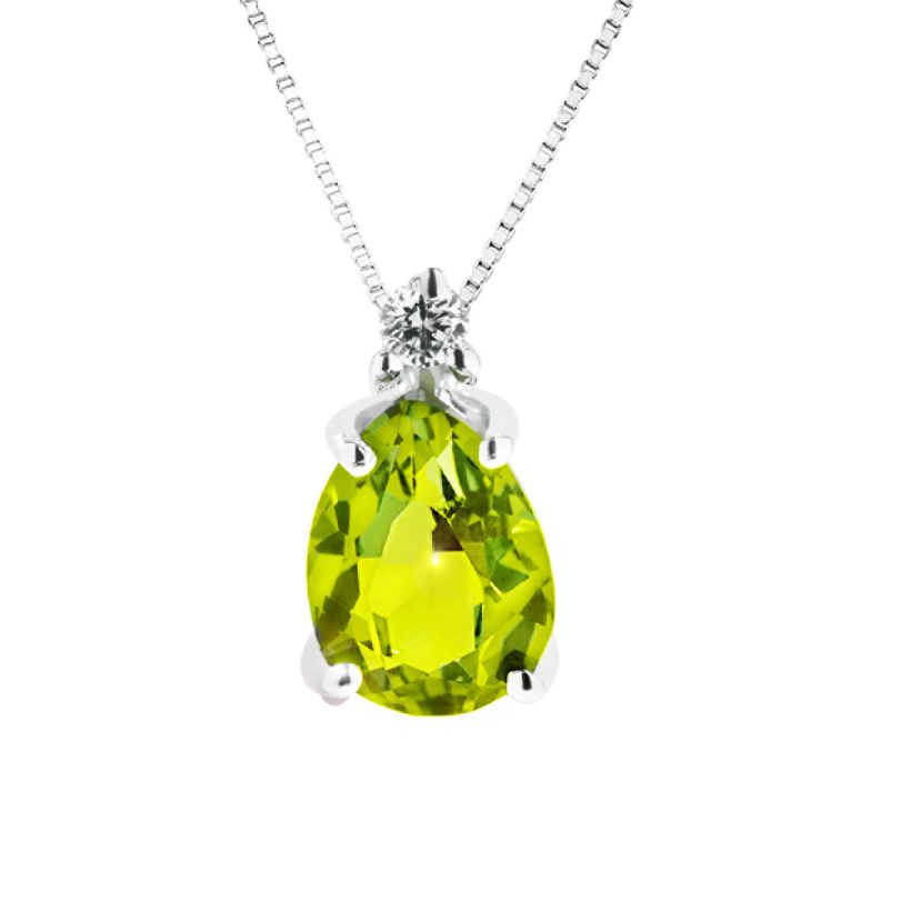 Κολιέ Gems από λευκό χρυσό 18K με περίδοτο και διαμάντι μπριγιάν